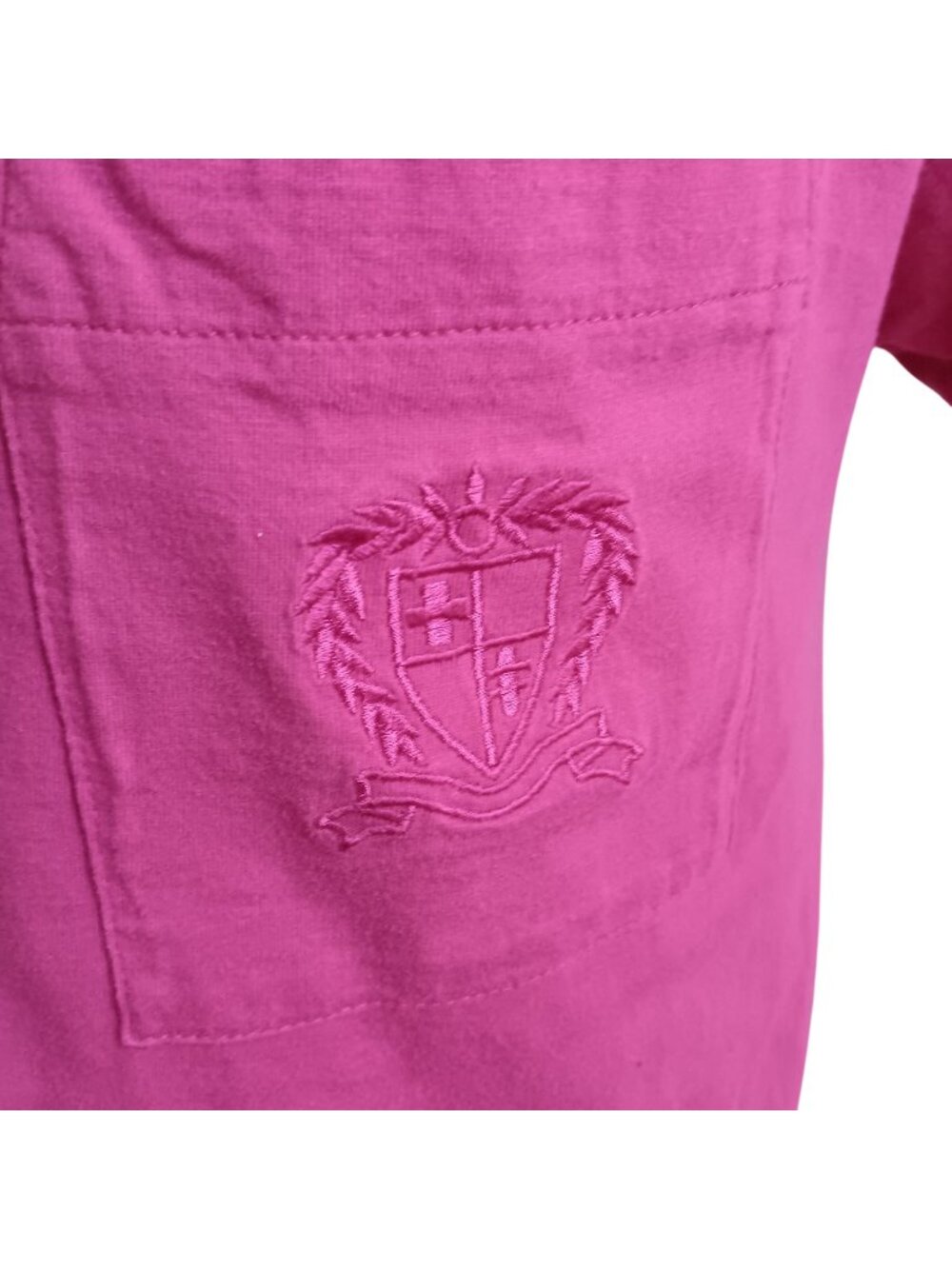 True Vintage Preppy Medium T-Shirt 1990's AIM Collection Pink Embroidered Pocket